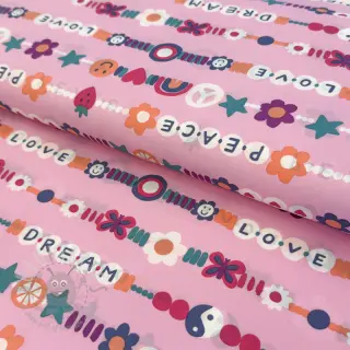 Bawełniana tkanina Love dream pink