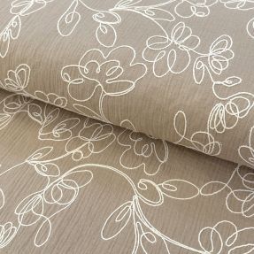 Muślin double gauze EMBROIDERY Climbing flowers beige