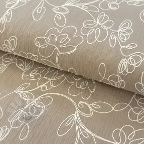 Muślin double gauze EMBROIDERY Climbing flowers beige
