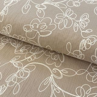 Double gaza/muslin EMBROIDERY Climbing flowers beige