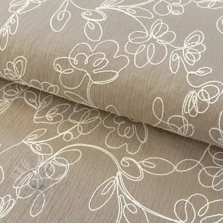 Muślin double gauze EMBROIDERY Climbing flowers beige