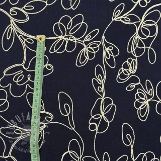 Muślin double gauze EMBROIDERY Climbing flowers navy