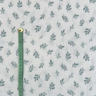 Podwójna gaza/muslin Leaves in the wind sage digital print