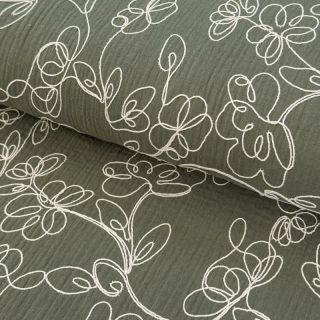 Double gaza/muslin EMBROIDERY Climbing flowers pickle