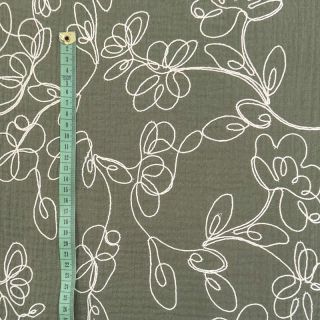 Dvojitá gázovina/mušelín EMBROIDERY Climbing flowers pickle