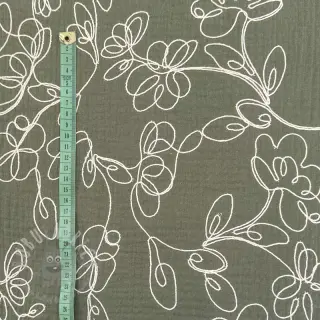Muślin double gauze EMBROIDERY Climbing flowers pickle