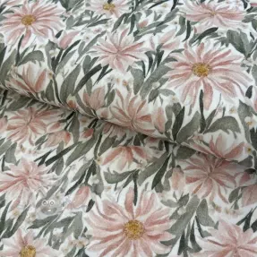 Muślin double gauze Bunches of flowers digital print