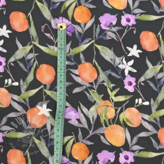 Wiskoza SATIN Leaves and oranges digital print