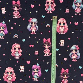 Dzianina Dolls navy digital print