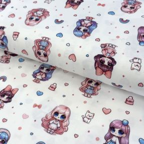 Dzianina Dolls white digital print