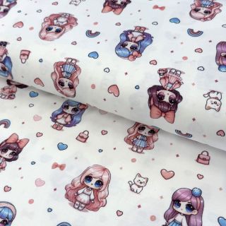 Dzianina Dolls white digital print