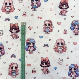 Dzianina Dolls white digital print
