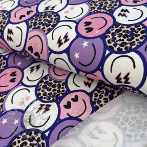 Dresówka Happy faces purple digital print