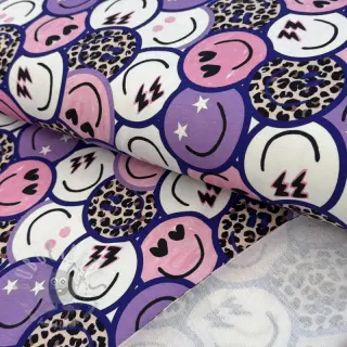 Dresówka Happy faces purple digital print