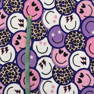 Dresówka Happy faces purple digital print