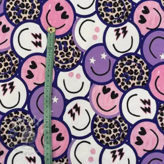 Dresówka Happy faces purple digital print