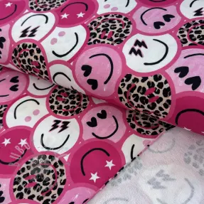 Dresówka Happy faces pink digital print