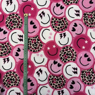 Dresówka Happy faces pink digital print