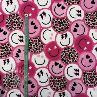 Dresówka Happy faces pink digital print