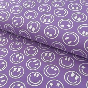 Úplet Happy faces lavender digital print