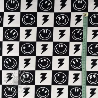Jersey Happy faces square black digital print