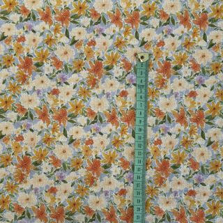 Wiskoza z lnem CREPE Flowers yellow digital print