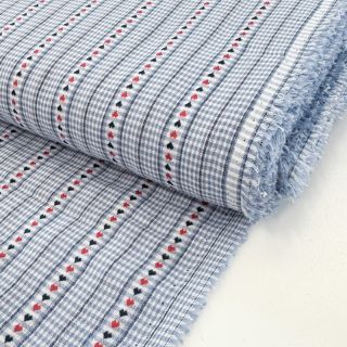Bawełniana tkanina JACQUARD Hearts light blue