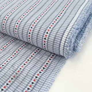 Bawełniana tkanina JACQUARD Hearts light blue