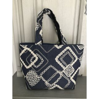 Bawełna JEANS EMBROIDERY Square dark blue