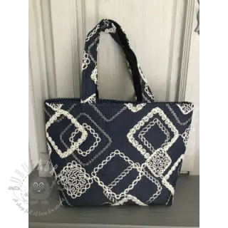 Bawełniana tkanina JEANS EMBROIDERY Square dark blue