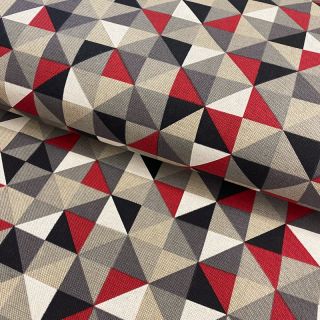 Tkanina dekoracyjna Linenlook Diamond triangle red