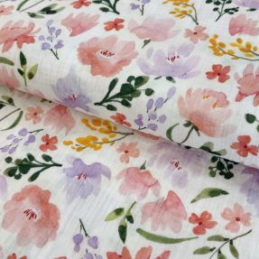 Muślin double gauze Big summer flowers digital print