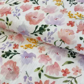 Muślin double gauze Big summer flowers digital print