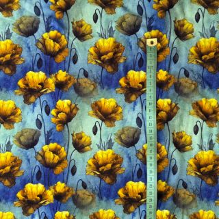Dzianina WISKOZA It's Raining Poppy's blue digital print