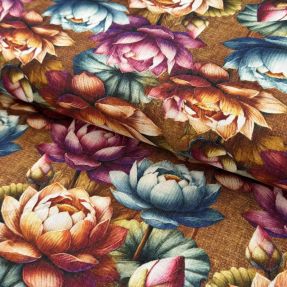 Viskóza s ľanom Marigold design C digital print