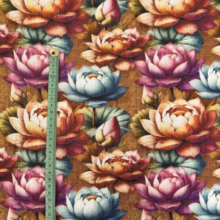 Wiskoza lniana Marigold design C digital print