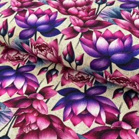 Viskóza s ľanom Marigold design D digital print
