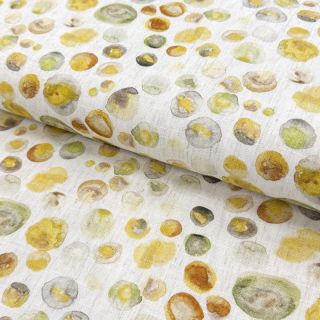 Tkanina wiskozowa z lnem Natural Lin Livy yellow digital print