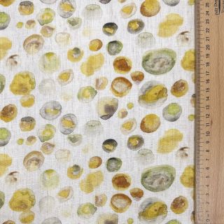 Tkanina wiskozowa z lnem Natural Lin Livy yellow digital print