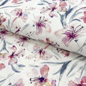 Wiskoza lniana Natural Lin Laurel pink digital print