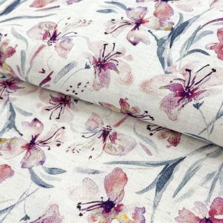 Wiskoza lniana Natural Lin Laurel pink digital print