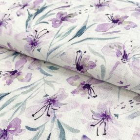 Wiskoza lniana Natural Lin Laurel purple digital print