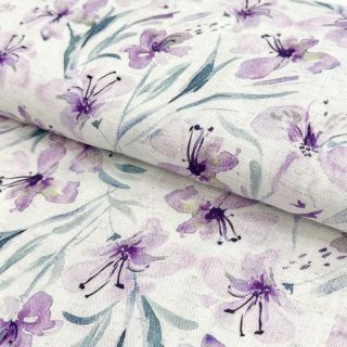 Wiskoza lniana Natural Lin Laurel purple digital print
