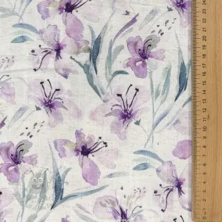 Tkanina wiskozowa z lnem Natural Lin Laurel purple digital print