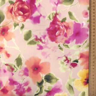 Bavlnená látka SATIN Kauai pink digital print