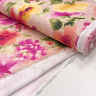 Bavlnená látka SATIN Kauai pink digital print