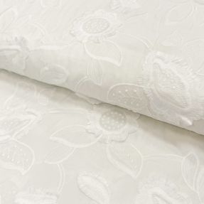 Bavlnená látka EMBROIDERY Catchy Swingy off white