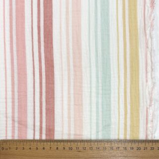 Dvojitá gázovina/mušelín Beach Stripe red