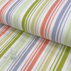 Muślin double gauze Beach Stripe green