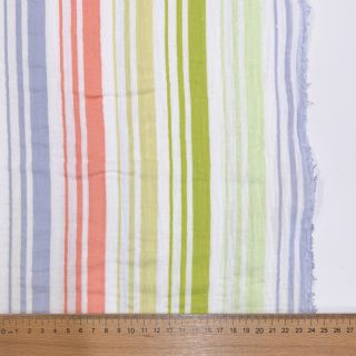 Dvojitá gázovina/mušelín Beach Stripe green